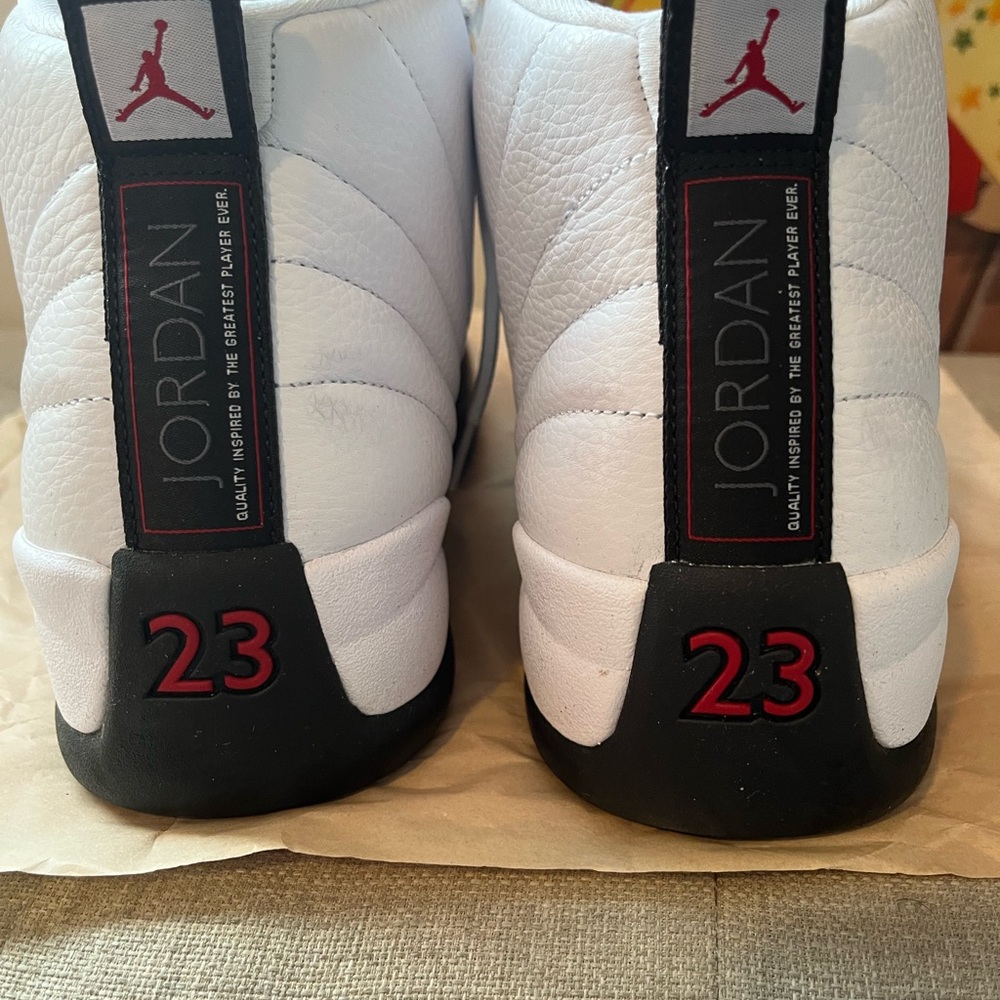 Jordan Men White and Black Sneakers with Red Accents